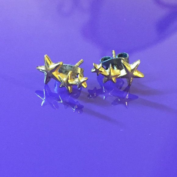 14k Gold Vermeil Trio Star Stud Earrings - Picture 2 of 3